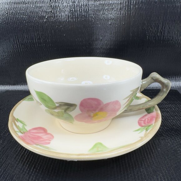 Franciscan Dessert Rose Earthenware Pottery Teacup And Saucer Set New S Stickers - Picture 14 of 14